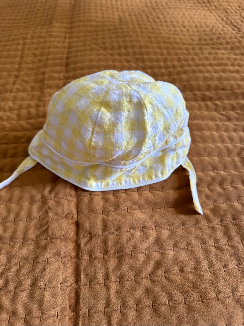 Janie and Jack Yellow and White Gingham Baby Hat